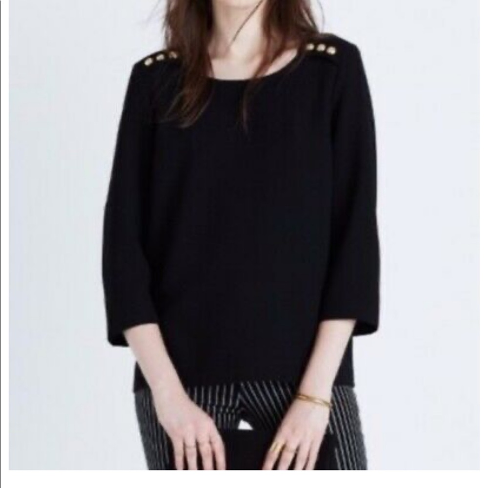 Madewell x Sezane black crepe blouse